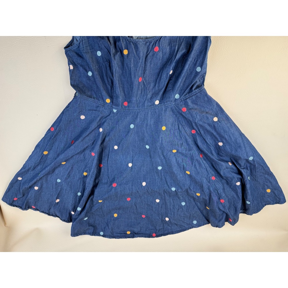 Retro Polka Dot Denim Fit Flare Dress Homecoming Pockets Custom eShakti - Picture 6 of 11